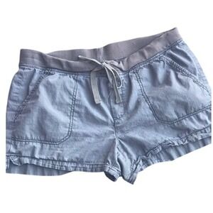 Faded Glory Womens 16 Blue Cotton Blend Drawstring‎ Waist Casual Shorts